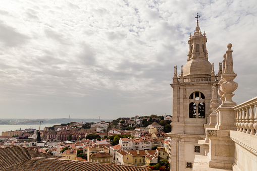 Monastery São Vicente de Fora with view of the old town, Lisbon, Portugal