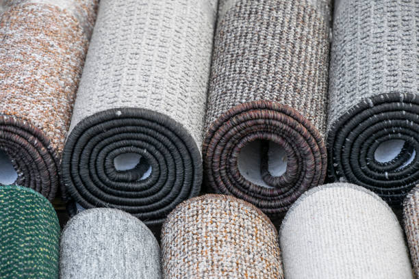 istock Rolls of flooring carpet mats on retail display 1170763517