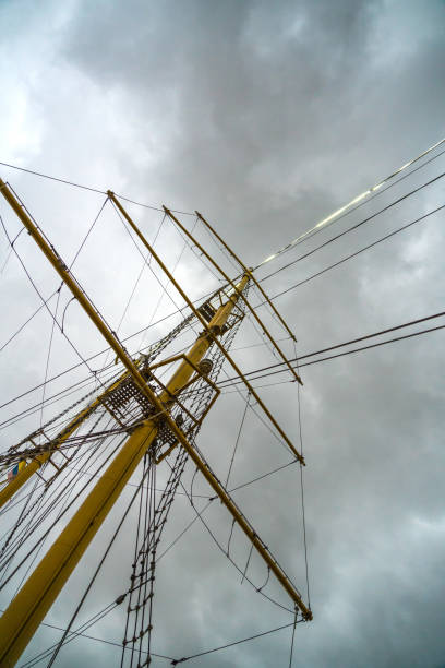 Bottom View of the mainmast of is the largest brigantine in the world, in the port