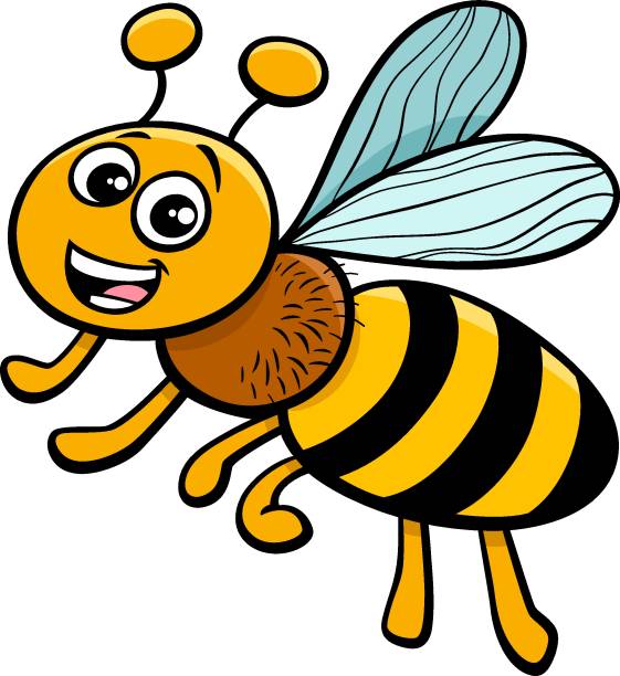 мед пчелы насекомых характер мультфильма иллюстрация - worker bee stock illustrations