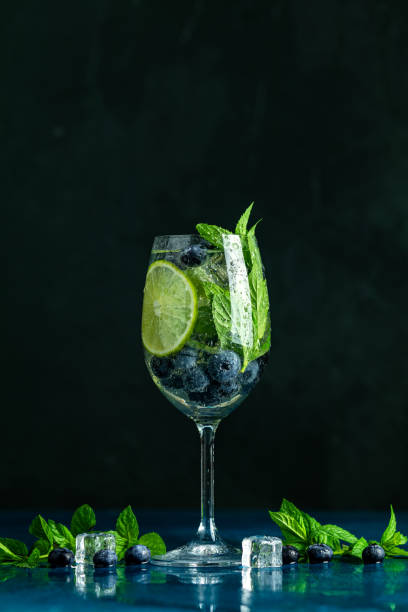 istock Summer alcoholic cocktail blueberry mojito, close up 1170766693