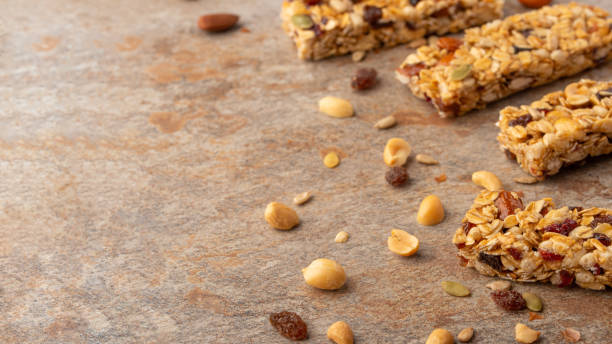 istock granola bars with nuts with space for design, horizontal photo, diet, proper nutrition 1170770321