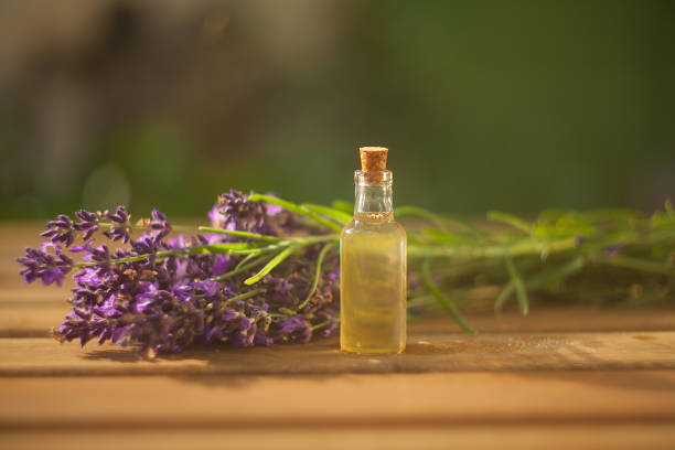 istock lavender essential oil in  beautiful bottle on table 1170774168