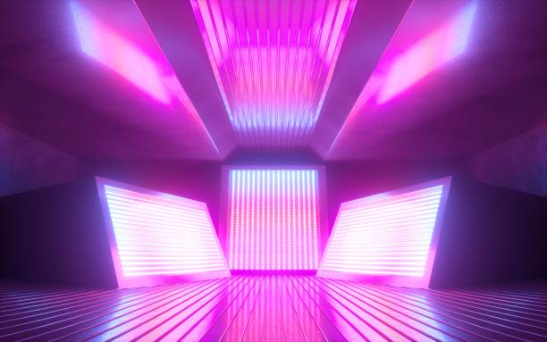 istock 3d render, bright pink neon abstract background, glowing panels in ultraviolet light, futuristic power generating technology 1170778118