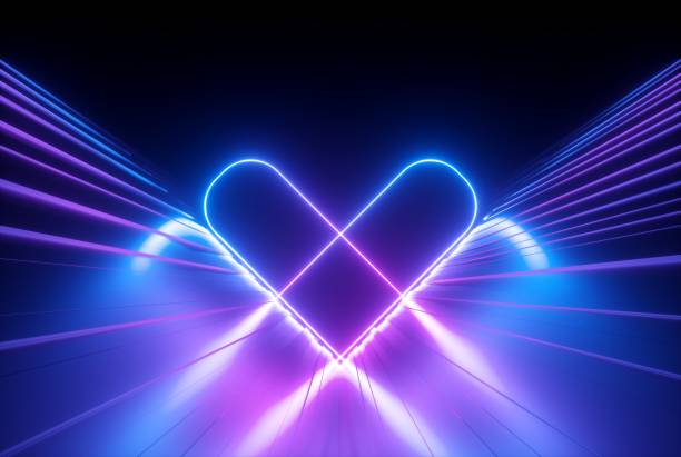 istock 3d render, pink blue neon abstract background with glowing lines, ultraviolet light, laser show, wall reflection 1170778379