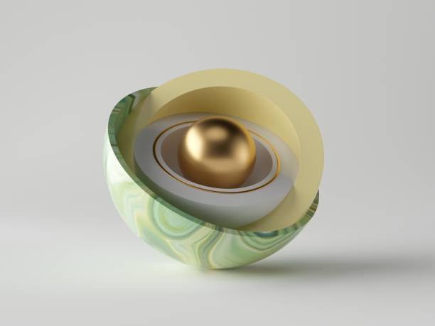 istock 3d abstract minimal modern background, golden core ball hidden inside marble hemisphere shell, green yellow onyx or agate texture, isolated objects, stack of bowls, simple clean design, classy decor 1170778407