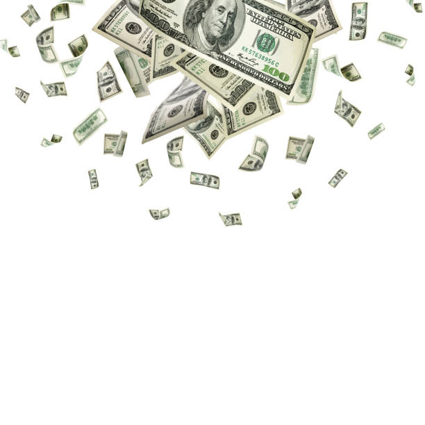 istock Hundred dollar bill. Falling money isolated background. American 1170779445