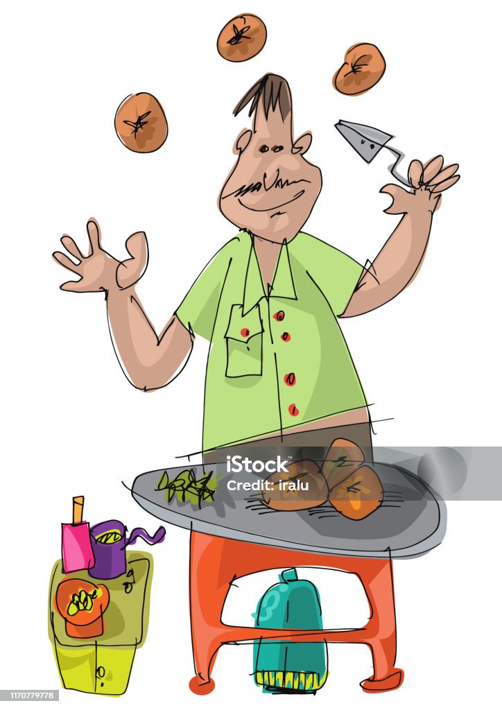 An Indian Street Food Vendor Stock Illustration - Download Image Now -  Caricature, Cooking, Asia - iStock