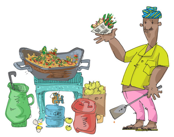 An Indian Street Food Vendor Stock Illustration - Download Image Now -  Caricature, Asia, Chicken Meat - iStock