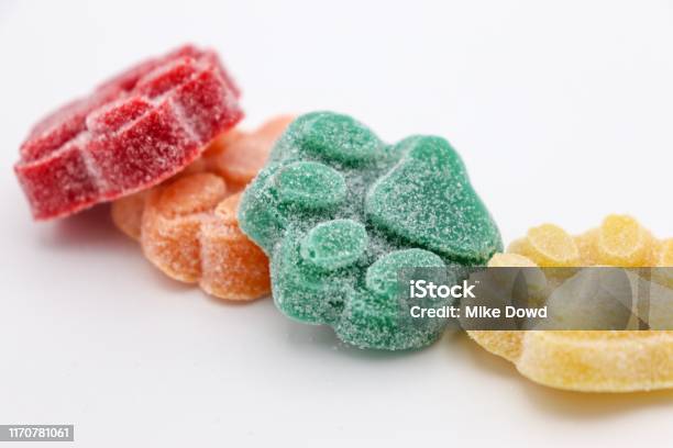 Colorful Cannabis Infused Gummies Stock Photo - Download Image Now - Cannabis Plant, Gummy Candy, Food