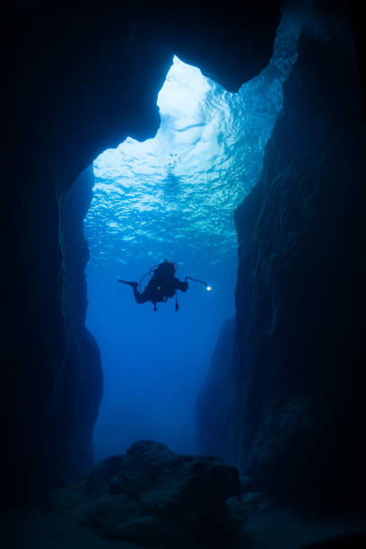 istock underwater photographer in underwater cave 1170781267