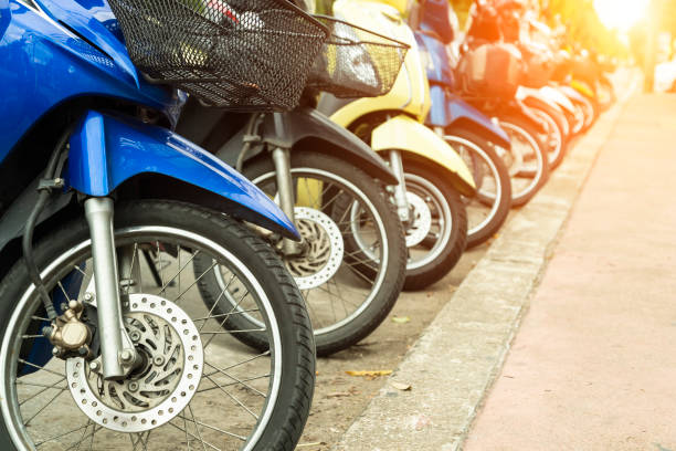 istock motorcycles parked on the motorcycles parking lot. 1170781427