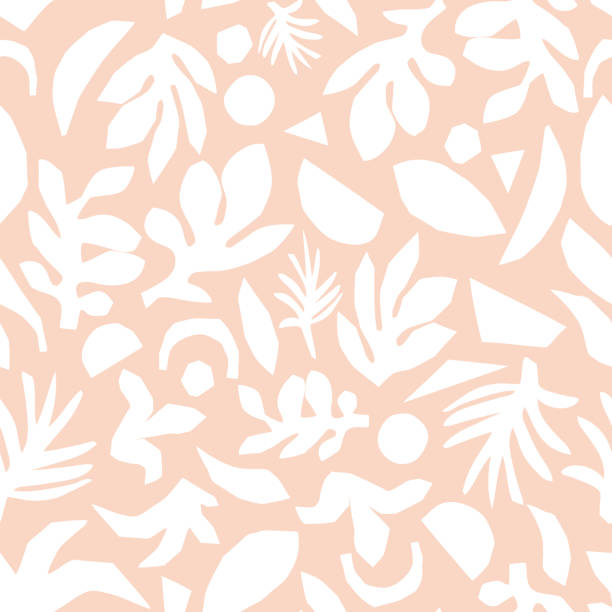 微妙なピンクと白の花の背景ベクトル。フェミニンシームレスな表面パターンデザイン - seamless art leaf decor点��のイラスト素材／クリップアート素材／マンガ素材／アイコン素材