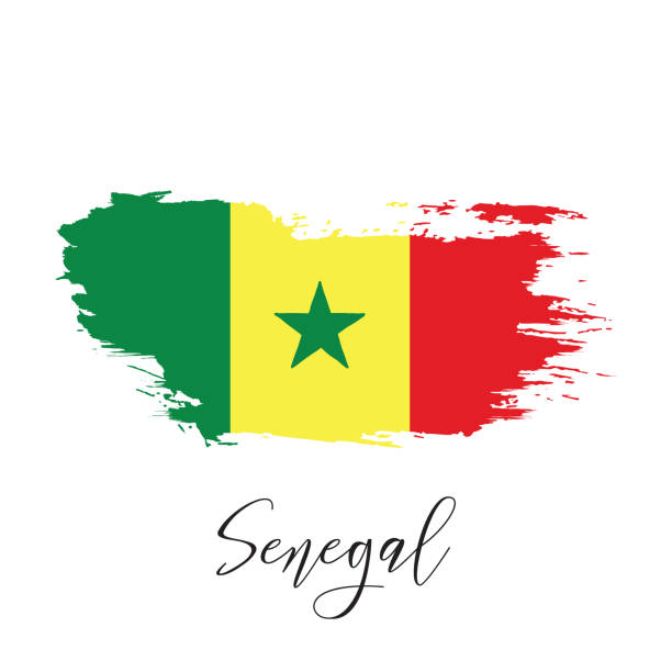 illustrazioni stock, clip art, cartoni animati e icone di tendenza di icona della bandiera nazionale dell'acquerello vettoriale del senegal - senegal africa vector illustration and painting