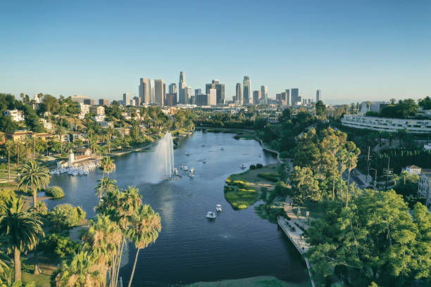 Vantage view of Los Angeles in California Vantage view of Los Angeles in California fountain photos stock pictures, royalty-free photos & images