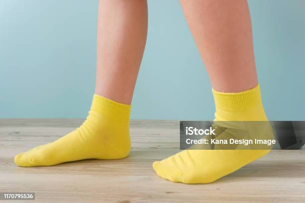 Walking In The Room With Socks Stock Photo - Download Image Now - Foot, Sock, Simplicity
