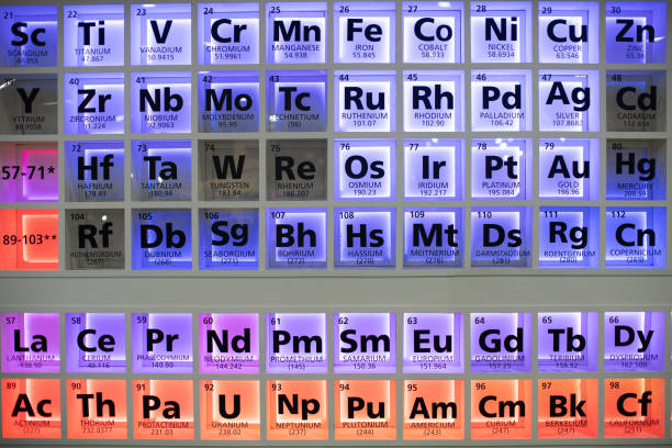 tavola periodica degli elementi. messa a fuoco selettiva. - mendeleev foto e immagini stock