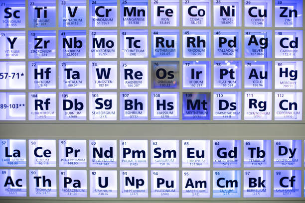 tavola periodica degli elementi. messa a fuoco selettiva. - mendeleev foto e immagini stock