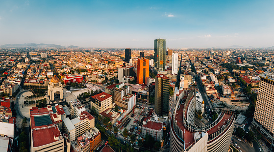 Aerial view of Mexico City Skyline