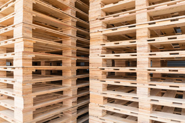istock stack of wooden pallet for industrial and transport. 1170813103
