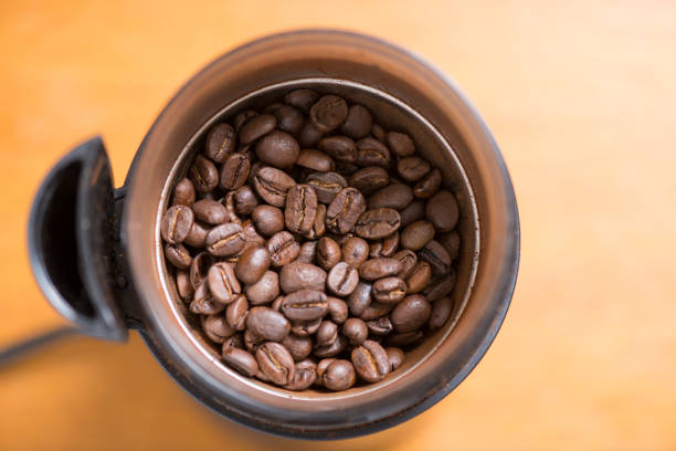 bowl of raw roasted coffee