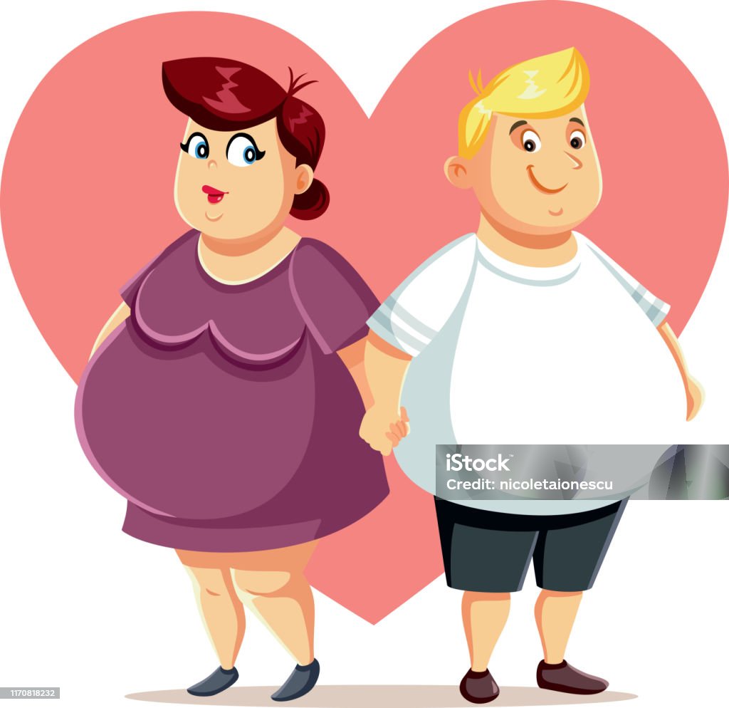 Overweight Couple Feeling In Love Cartoon Characters Stock Illustration -  Download Image Now - iStock