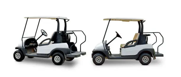 Photo of Golf cart golfcart isolated onwhite background