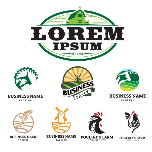 Farm and Poultry theme logo set. vector Farm and Poultry theme logo set. vector meat clipart stock illustrations