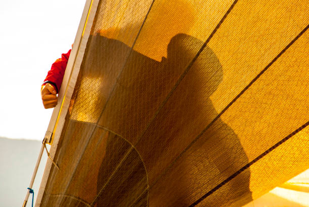 shadow of sailor behind sail