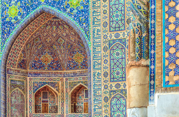 The Islamic architecture in the Samarkand Traditional Arabic mosaic art and pattern samarkand urban stock pictures, royalty-free photos & images