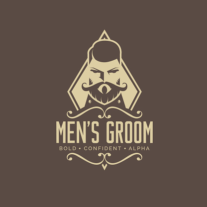 Meen's groom logo design. vintage