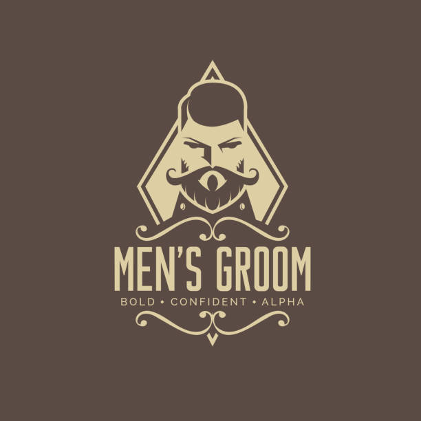 Meen's groom logo design. vintage vector art illustration