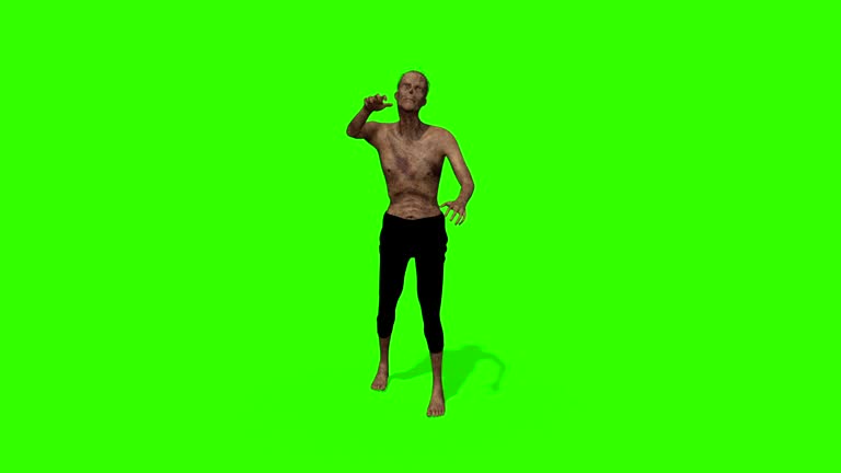 Zombie walking animation. Halloween concept. Green screen animation