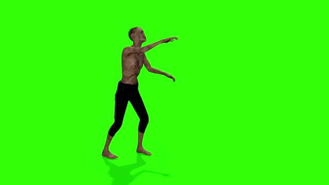 Zombie walking animation. Halloween concept. Green screen animation