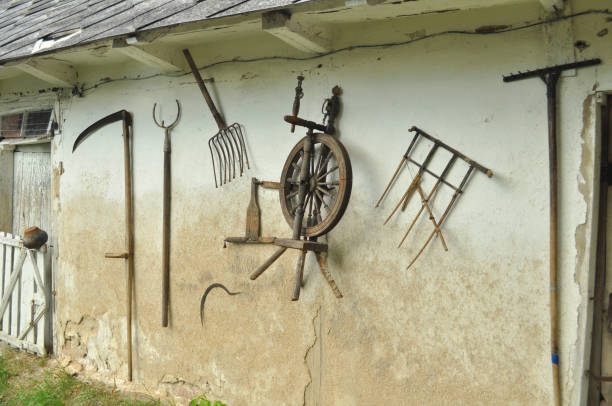 istock Ukrainian rural gothic style with old peasant tools and equipment 1170841772
