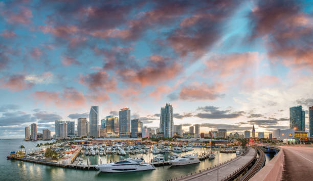istock Amazing sunset over Downtown Miami. Panoramic view from Port Boulevard 1170842500