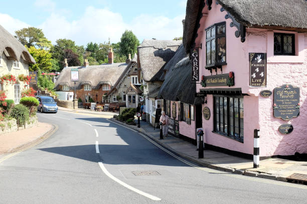 Shanklin, Isle of Wight, UK. August 15, 2019. Holidaymakers browse the beautiful thatched old village of Shanklin on the Isle of Wight, UK.