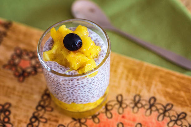 istock Chia pudding with fresh oranges in glass 1170845960