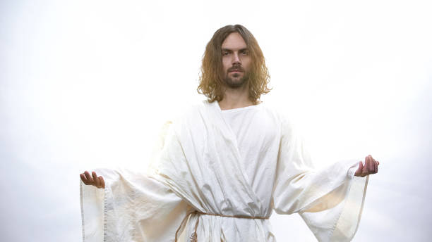 istock Holy Prophet raising hands on shiny background, blessing Christians, religion 1170848232