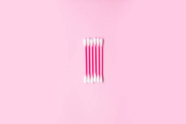 istock Composition of plastic wool swabs in the background. Flat lay. Copy space Trend concept. 1170853361