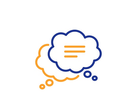 Chat comment sign. Text message line icon. Comic speech bubble symbol. Colorful outline concept. Blue and orange thin line text message icon. Vector