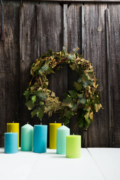 istock Ivy leaves wreath, obituary notice background 1170859098