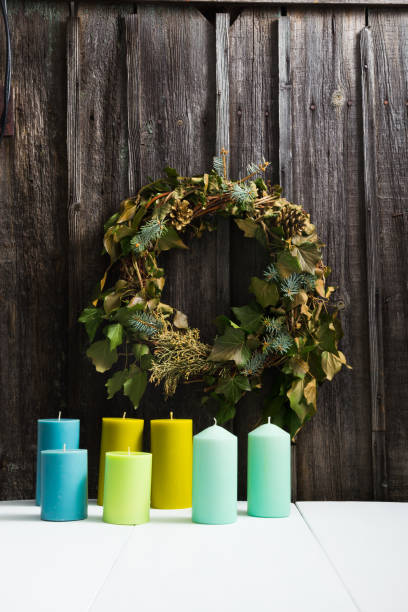 istock Ivy leaves wreath, obituary notice background 1170859291