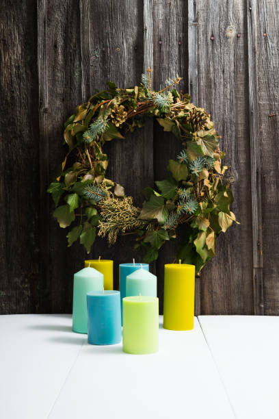 istock Ivy leaves wreath, obituary notice background 1170860348