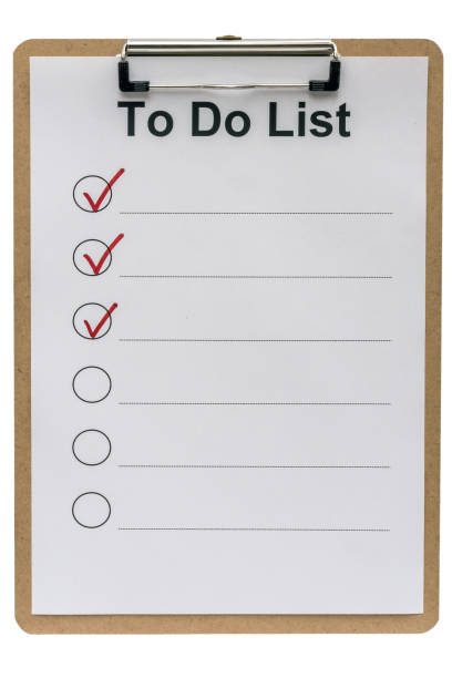 istock Half ticked off to do list against white background as template 1170864385