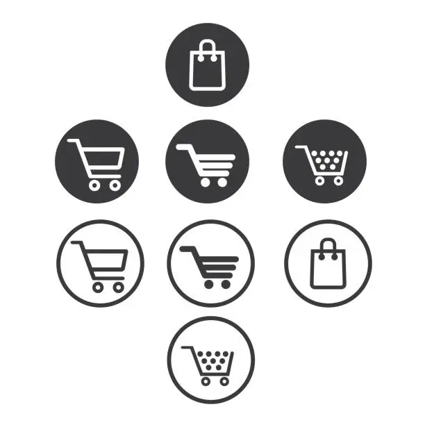 Vector illustration of Vector shopping cart icon set.