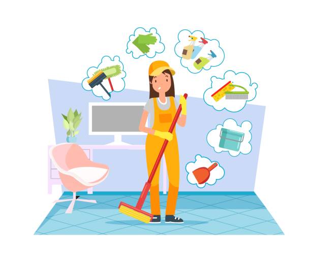Ilustración de Limpiador Profesional En Piso De Lavado Uniforme y más Vectores Libres de Derechos de Mujeres - Mujeres, Una sola mujer, Escoba - iStock Ilustración de Limpiador Profesional En Piso De Lavado Uniforme y más Vectores Libres de Derechos de Mujeres - Mujeres, Una sola mujer, Escoba - iStock