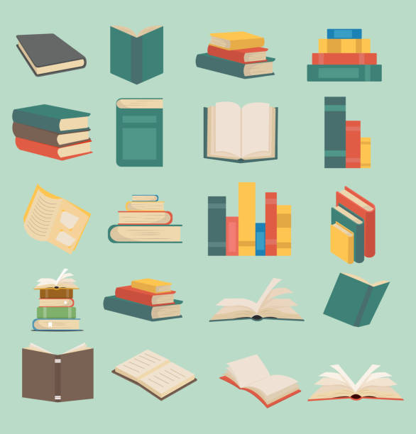 набор книг в плоской коллекции дизайна - stack of books stock illustrations