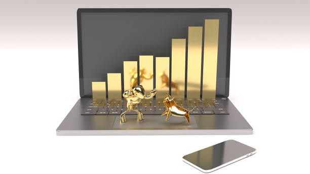 istock laptop , bear and bull for business concept 3d rendering image. 1170873438