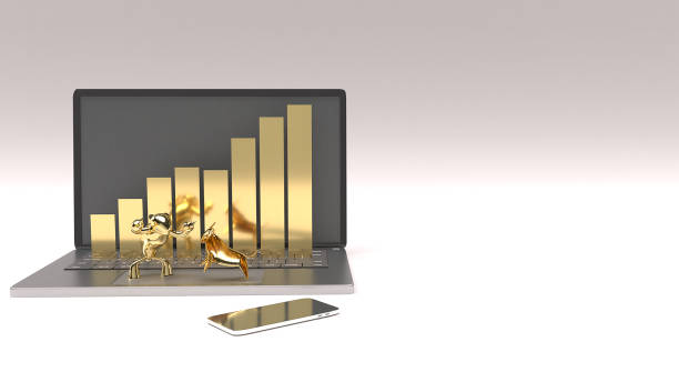 istock laptop , bear and bull for business concept 3d rendering image. 1170873439